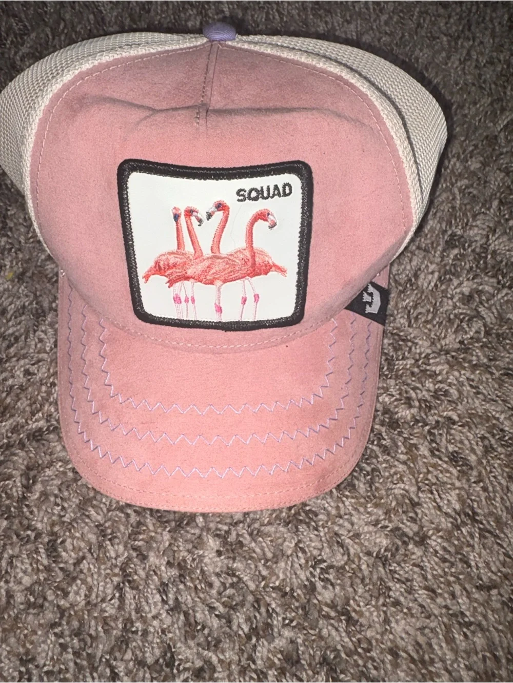 Kids Pink Flamingo Patch Trucker Hat